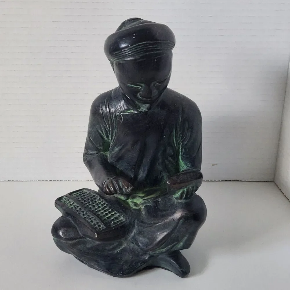 1961 Austin Productions Asian Mathematician Scholar Sculpture Vintage USA EUC